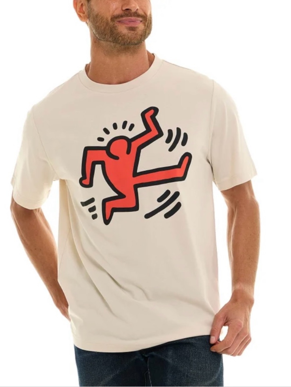 Keith haring men’s L tan graphic t-shirt 100% cotton large new nwt orange